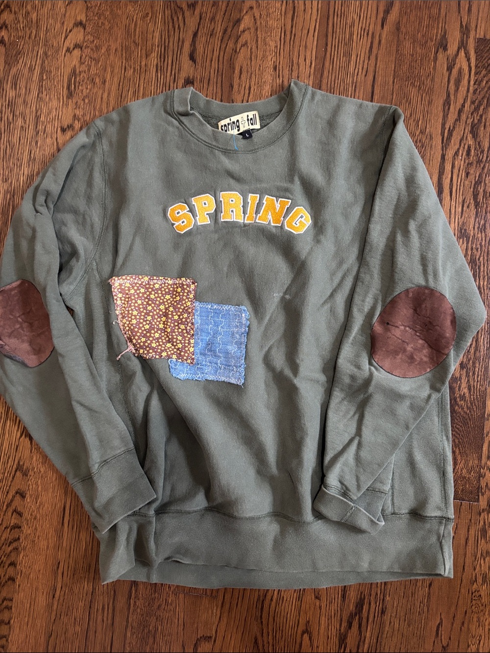 Spring + Fall Women’s Crewneck Sweater, SPRING, Artsy Unique Design, Size Large